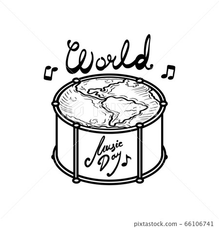 Live drum music day concept background, hand drawn style 66106741