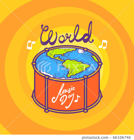Drum music day concept background, hand drawn style Drum music day concept background, hand drawn style 66106746