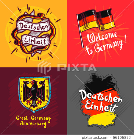 Deutschen Einheit banner set, hand drawn style 66106853