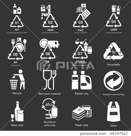 Recycles icon set, simple style Recycles icon set, simple style 66107922