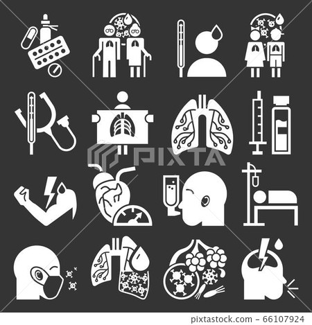 Pneumonia icon set, simple style Pneumonia icon set, simple style 66107924