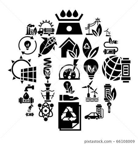 Energy saving icon set, simple style - Stock Illustration [66108009 ...