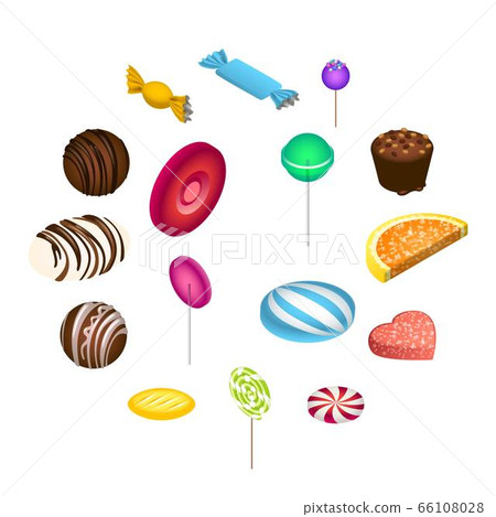 Sweet candy icon set, isometric style - Stock Illustration [66108028 ...