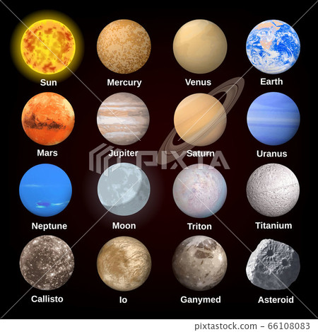 Planets icon set, realistic style Planets icon set, realistic style 66108083