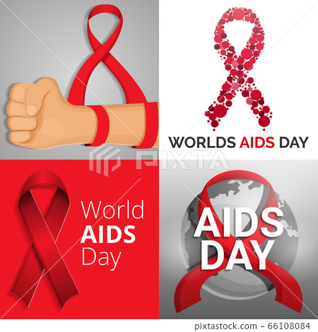 World aids day banner set, cartoon style World aids day banner set, cartoon style 66108084