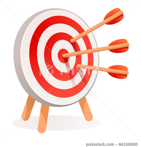 Red white target icon, cartoon style Red white target icon, cartoon style 66108980