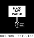 Black Lives Matter. Poster with the fist and inscription on the social problems of racism. Design template for background, banner 66109188