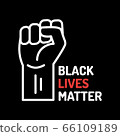 Black Lives Matter. Poster with the fist and inscription on the social problems of racism. Design template for background, banner 66109189