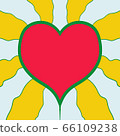 Heart of Jesus irradiating love energy in doodle style. Simple decorative design elements. Book page or cover design. 66109238