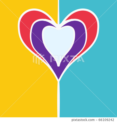 Colorful Hearts Frame For Valentines Day Flier. Hand Drawn Design Vector Cover Background. Colorful Hearts Frame For Valentines Day Flier. Hand Drawn Design Vector Cover Background. 66109242