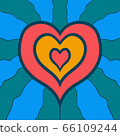 Colorful Hearts Frame For Valentines Day. Hand Drawn Design Vector Card Background. 66109244