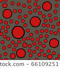 Abstract pattern seamless consists of stylized red dots with black stroke. 66109251