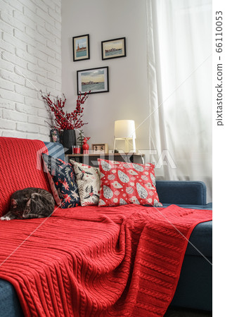 Christmas decorations with candles and red plaid Christmas decorations with candles and red plaid 66110053