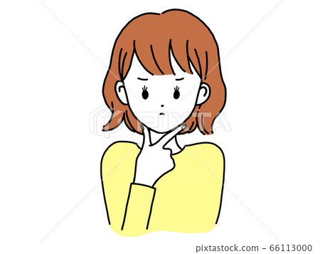 女人想知道她的手在她臉上的東西 女人想知道她的手在她臉上的東西 66113000