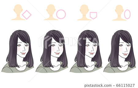 Hair style illustrations by face type Hair style illustrations by face type 66115027