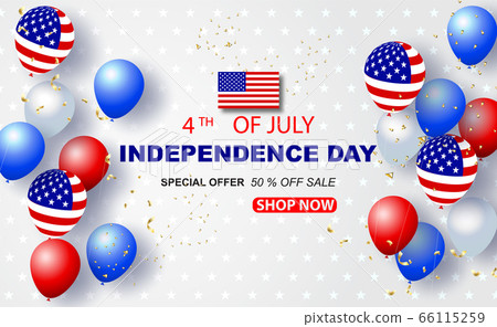 Balloons of USA American 4th of July background. 66115259