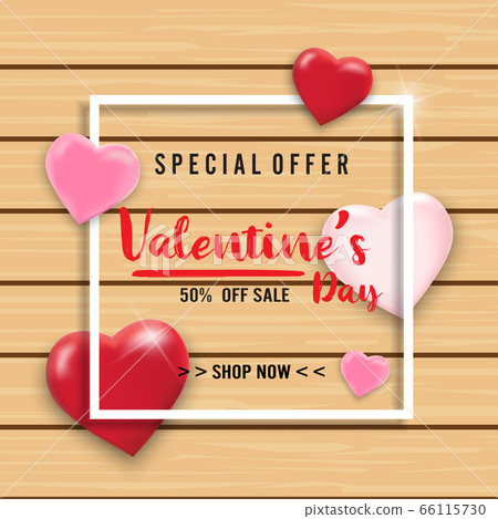Valentines day sale background with balloons heart 66115730
