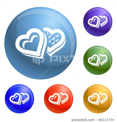 Heart candy box icons set vector Heart candy box icons set vector 66115754