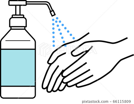 Illustration of sterilizing viruses on hands with antiseptic solution Illustration of sterilizing viruses on hands with antiseptic solution 66115809