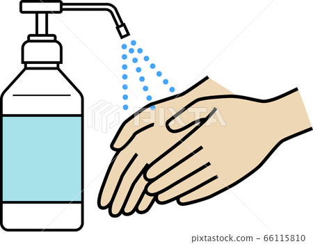 Illustration of sterilizing viruses on hands with antiseptic solution Illustration of sterilizing viruses on hands with antiseptic solution 66115810
