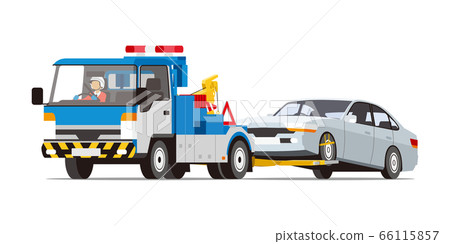 Wrecker tow a broken car (slant forward) 66115857
