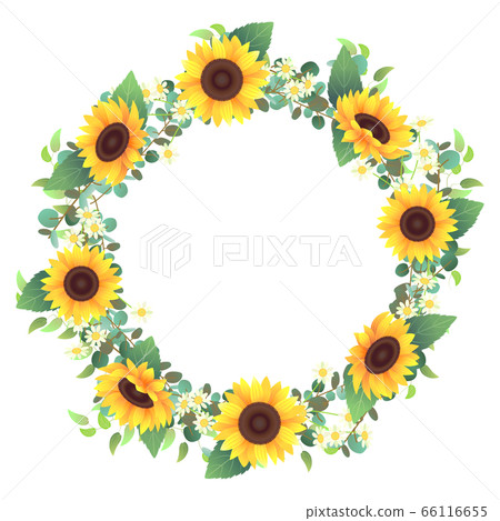 Sunflower decoration frame (circular) 01 Sunflower decoration frame (circular) 01 66116655
