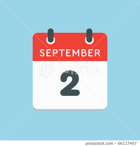 Calendar icon day 2 September, template date days 66117407