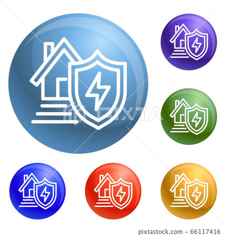 Energy house protect icons set vector 66117416