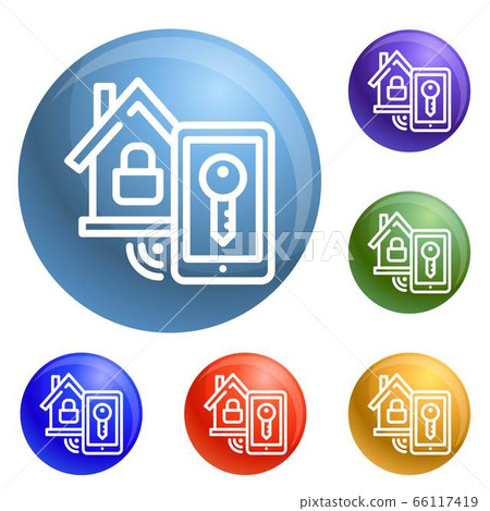 Smart house lock icons set vector Smart house lock icons set vector 66117419
