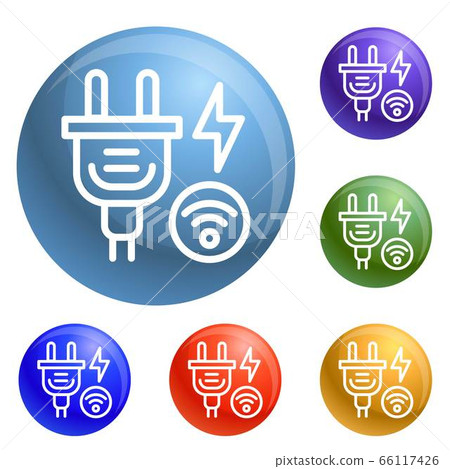 Smart energy plug icons set vector Smart energy plug icons set vector 66117426