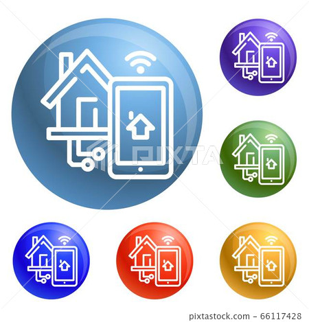 Smart house control icons set vector Smart house control icons set vector 66117428