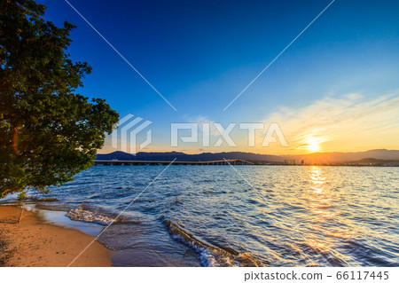 Lake Biwa Ohashi evening view Lake Biwa Ohashi evening view 66117445