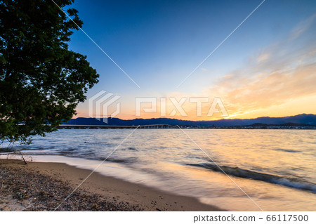 Lake Biwa Ohashi evening view 66117500