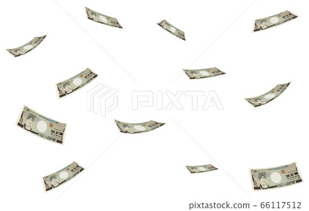 Illustration with a 10,000 yen bill flying 66117512