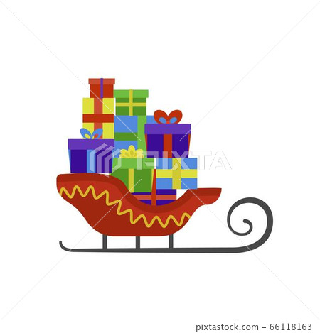 Santa claus sleigh icon, flat style - Stock Illustration [66118163] - PIXTA