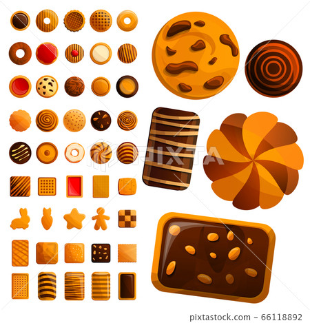 Biscuit icon set, cartoon style 66118892