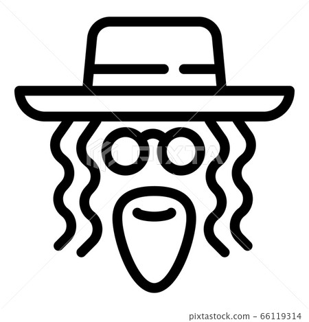 Jewish man face icon, outline style Jewish man face icon, outline style 66119314