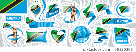 Vector set of the national flag of Tanzania in various creative designs Vector set of the national flag of Tanzania in various creative designs 66120308