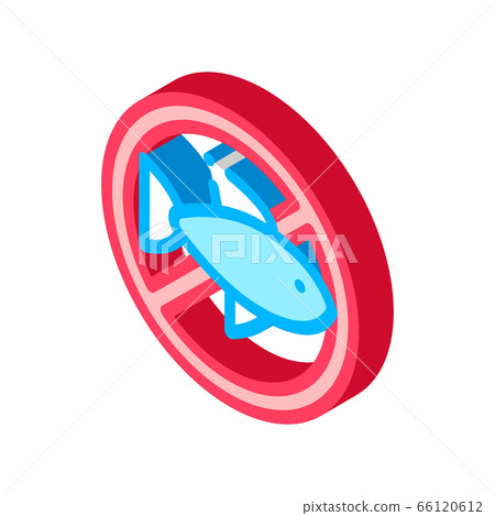 Allergen Free Sign Fish isometric icon vector illustration 66120612
