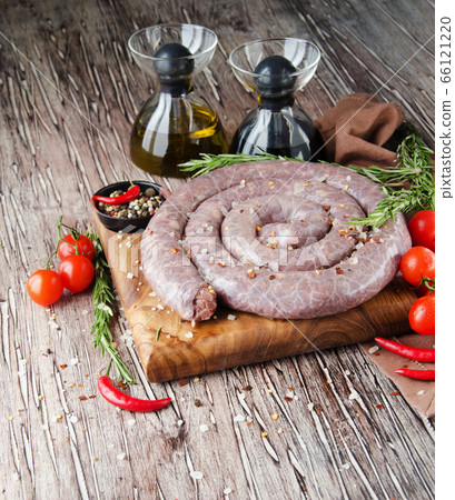 raw beef sausages, selective focus raw beef sausages, selective focus 66121220