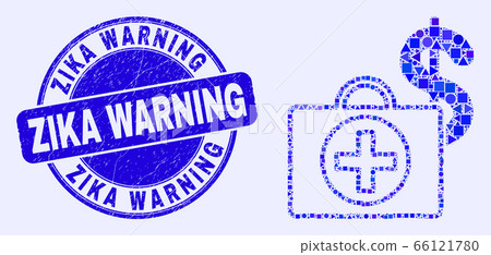 Blue Distress Zika Warning Stamp Seal and Financial Medical Case Mosaic 66121780