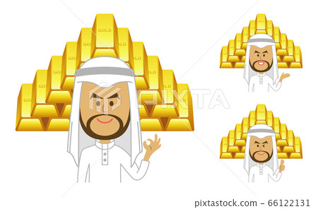 Illustration image of Arabs and gold nuggets 66122131