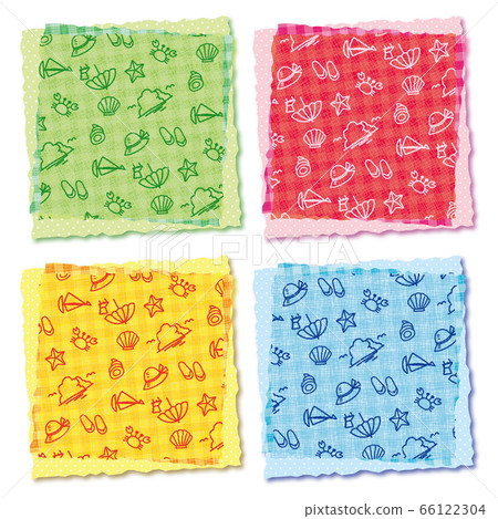 Summer illustration pattern rectangular frame design different color set Summer illustration pattern rectangular frame design different color set 66122304