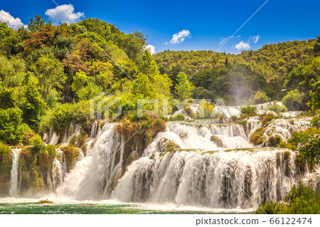 Waterfalls Skradinski Buk in The Krka National park. 66122474
