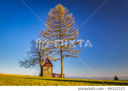 Landscape with chapel above the Dlhe Pole village 66122525