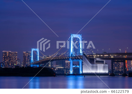 [New Coronavirus] Rainbow Bridge illuminated in blue thanks to medical staff 66122579