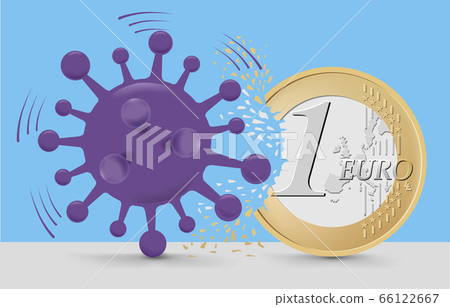 The coronavirus cuts off one euro coin. The concept of economic crisis 66122667