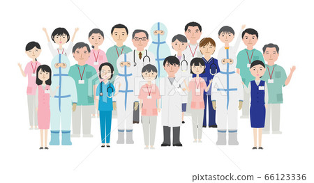 揮舞著微笑的醫務工作者 66123336