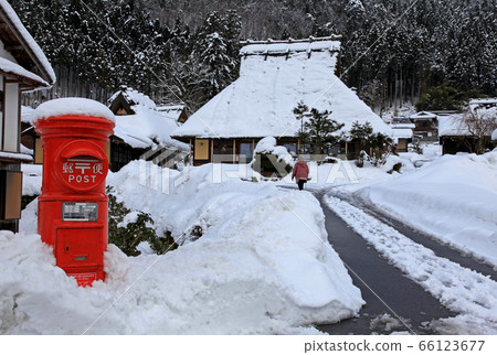 Thatched-no-sato Miyama-cho snow scene 66123677