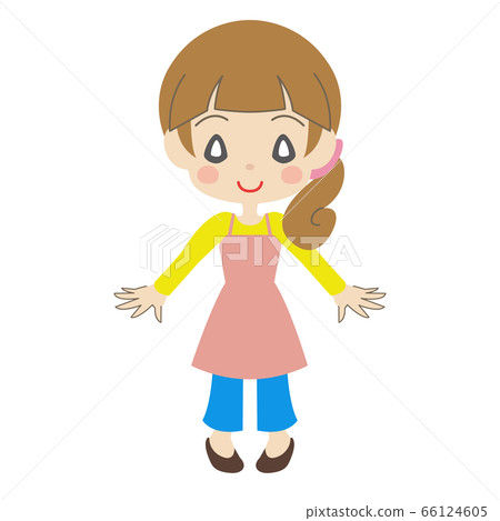 有圍裙的微笑的一名婦女 有圍裙的微笑的一名婦女 66124605